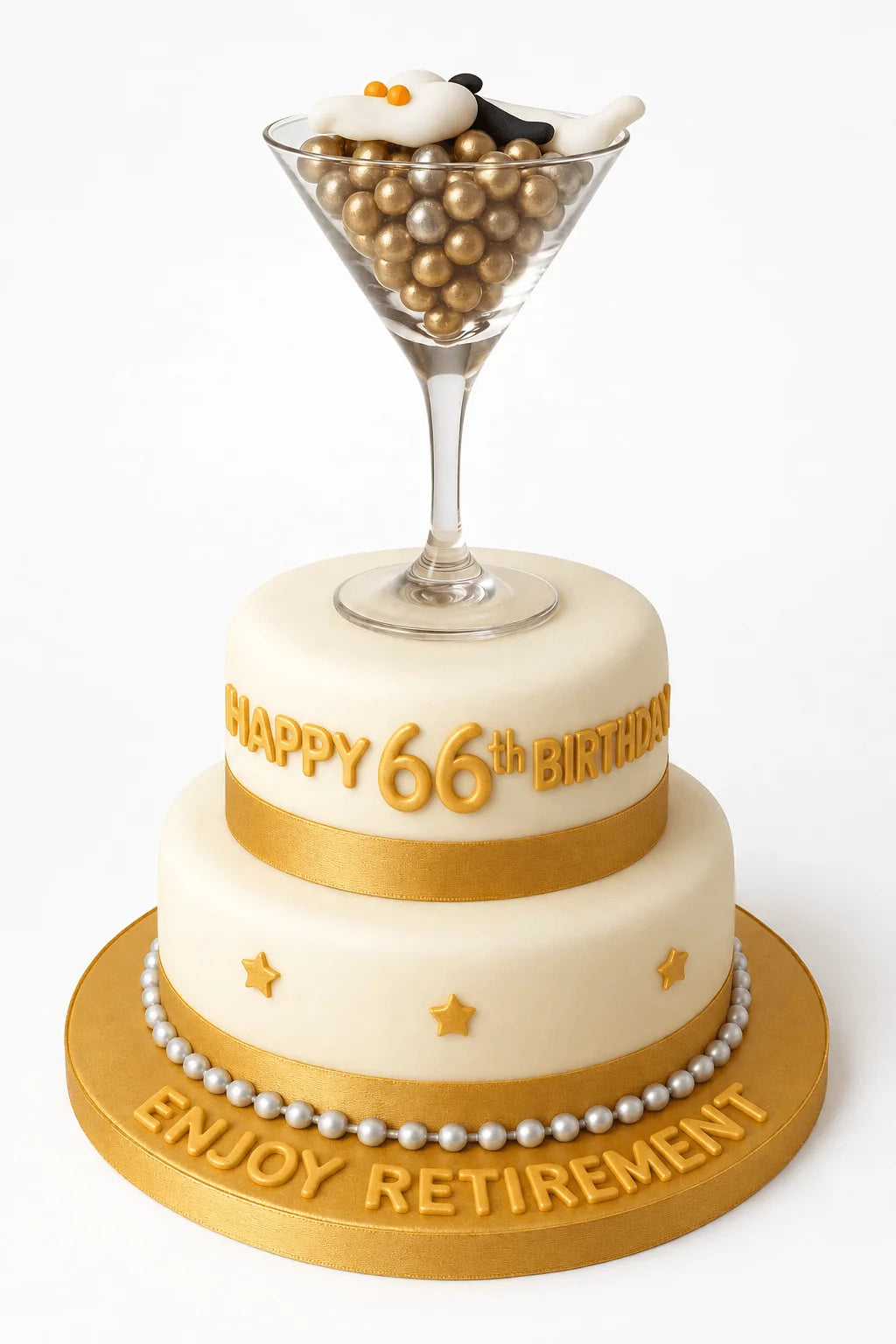 Golden Cheers Retirement Fondant Cake