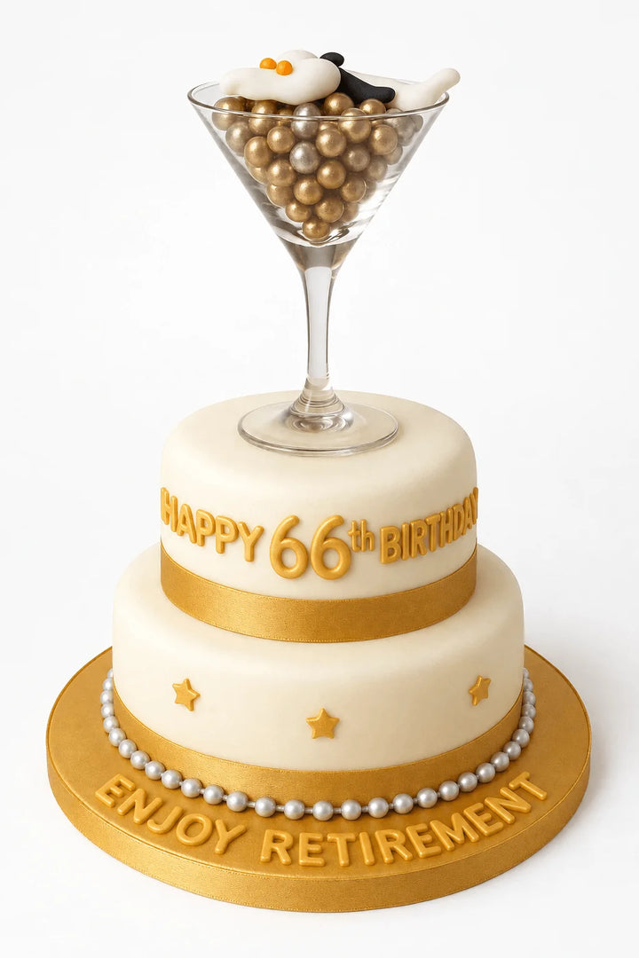 Golden Cheers Retirement Fondant Cake